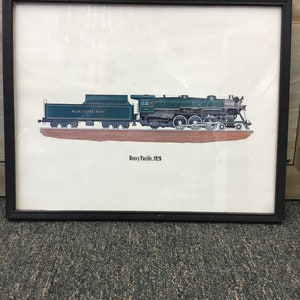 Framed Vintage Print of a Locomotive & Tender Train, Heavy Pacific 1926