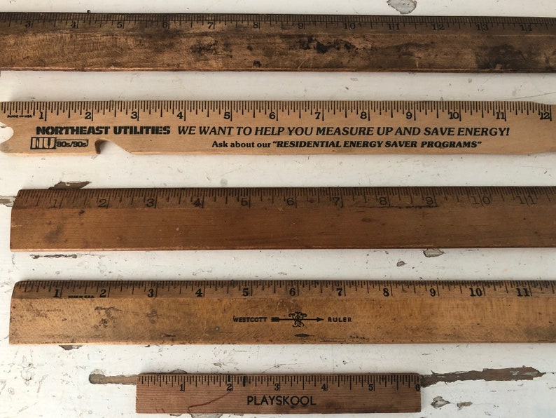 Vintage Wood Ruler Collection Five Vintage Rulers Etsy