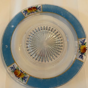Vintage cake plate, vintage fruit print cake plate
