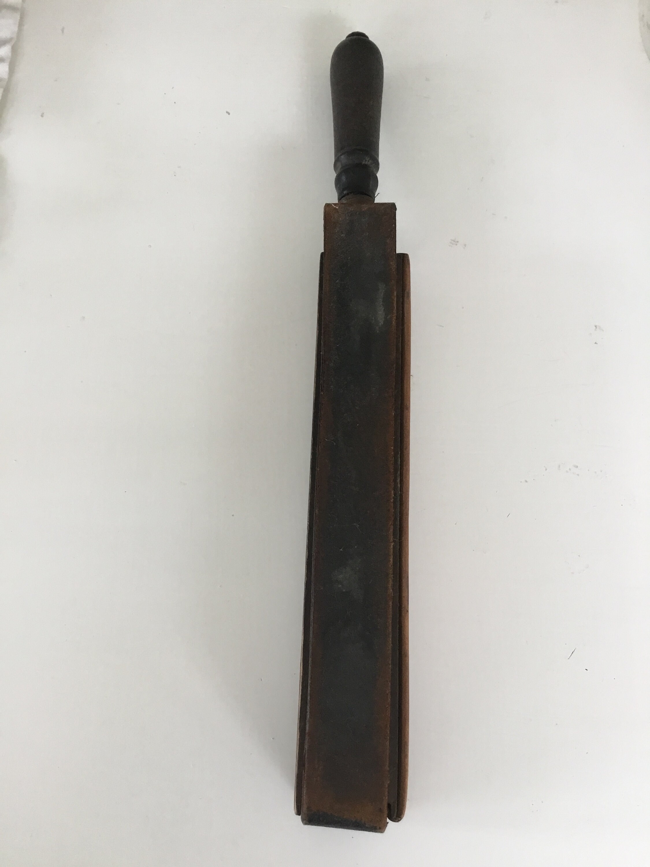 Two Antique Leather and Wood Razor Strops, Antique Barbers Sharpening ...