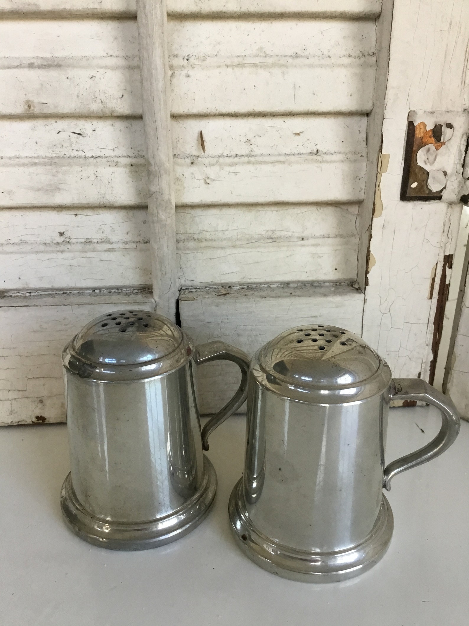 Pewter salt and pepper shakers by  Pewter 1121 Etsy