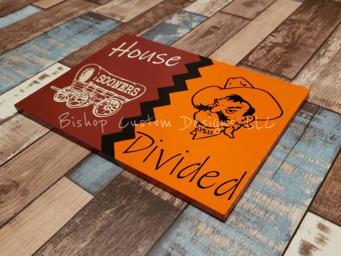 Officially Licensed House Divided Sign Oklahoma State Etsy