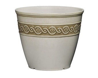 Desert Beige Planter with Drainage - 8" Diameter - Resin Pot - Indoor Outdoor Pot for Plants - Office Decor - Plant Accessory