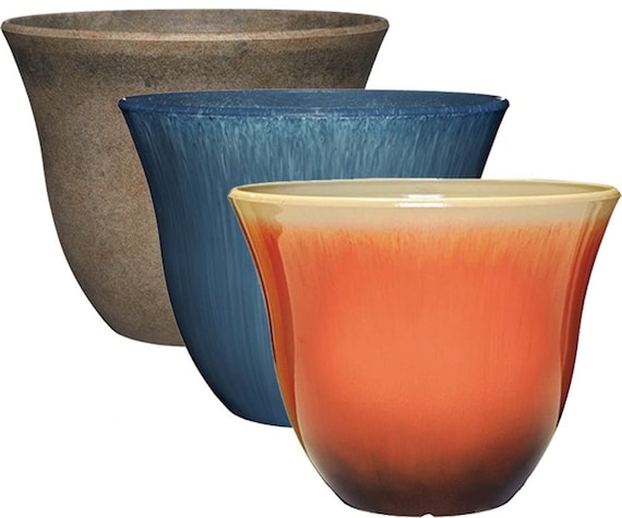 Honeysuckle Collection - Resin Planter - Beige, Blue, or Ombre