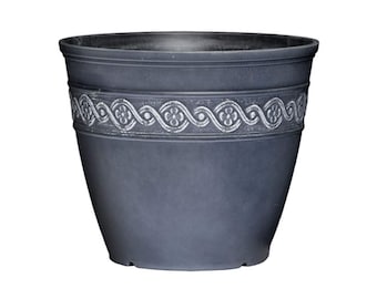 8" Diameter Storm Blue Plant Pot with Drainage - Plant Accessories - Plastic Pot - Resin Planter - Plant Pots - Holiday Gift