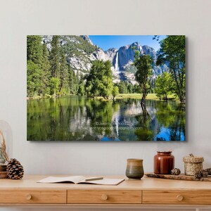 Yosemite Falls with Water Reflection Print: Landscape Photography from Yosemite National Park