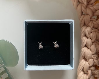 Boucles d'oreilles ours en peluche argentées