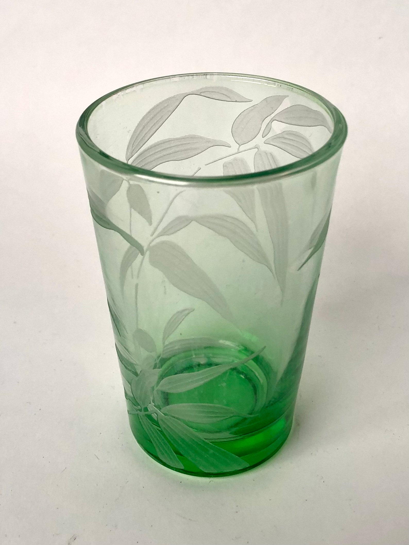 Vintage Bamboo Etched Green Drinking Glasses Set of 2 Etsy