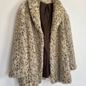 Leopard Faux Fur Spotted Vintage Coat - Size Large