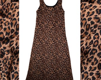 Vintage Leopard Print Sleeveless 1980s 1990s long dress - Jessica Howard - size 6