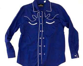 Vintage 80's Karman Embroidered Western Shirt Size S Made in Vintage 80's Karman Embroidered Western Shirt Size S Made in