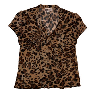 Vintage 90s 00s Sheer Leopard Print Blouse