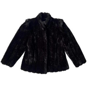 Zwarte nepbontjas met schoudervormen Vintage van Intrigue- Edgy Alt Goth Fashion - maat Small