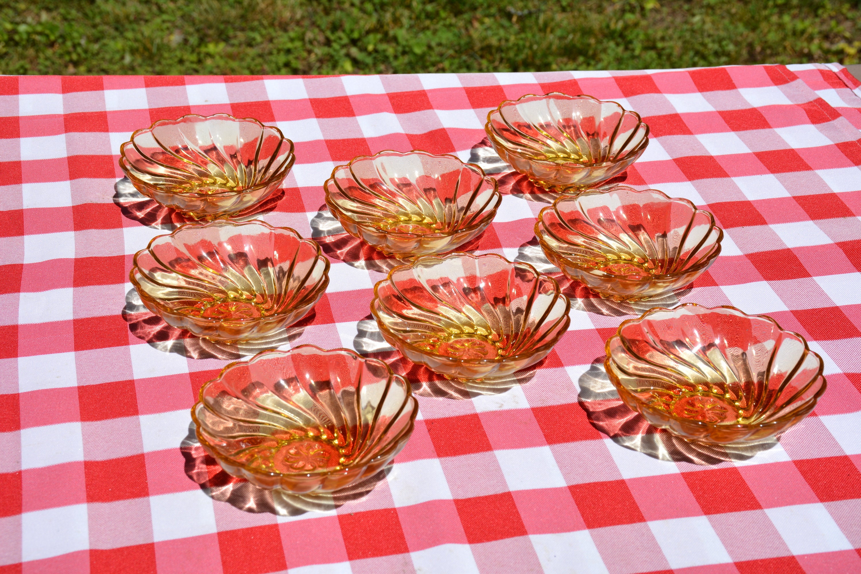 Vintage Yellow Glass 5 inch Bowl Set of 8 Etsy