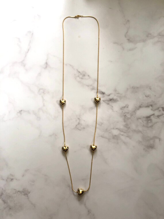 30” Gold Heart Vintage Necklace 1990s 2000s Claire