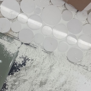 WHITE grout-(sanded grout/unsanded grout) with sealer and anti fungus. For floors, walls, countertops backsplashes, pools,showers.