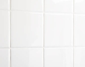 WHITE TILE  (4 1/4 x 4 1/4 inches) Shiny Glossy -(Coaster tile ,Mosaics, Painting Projects, repair and more.)