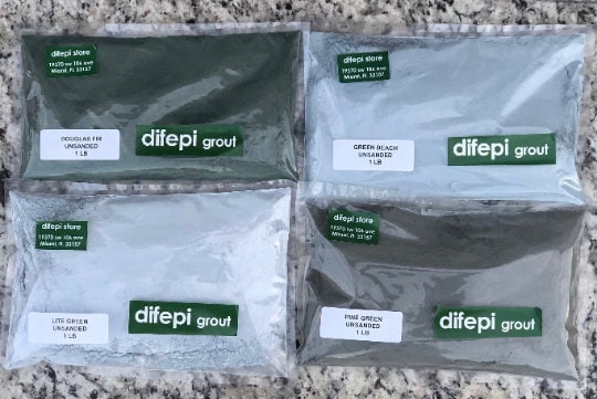 GREEN Grout- (sanded/unsanded  grout) variety pack 4 colors- 4 pounds for Floors,Wall,counter Tops,Backsplash,Showers,Tubs, and More.