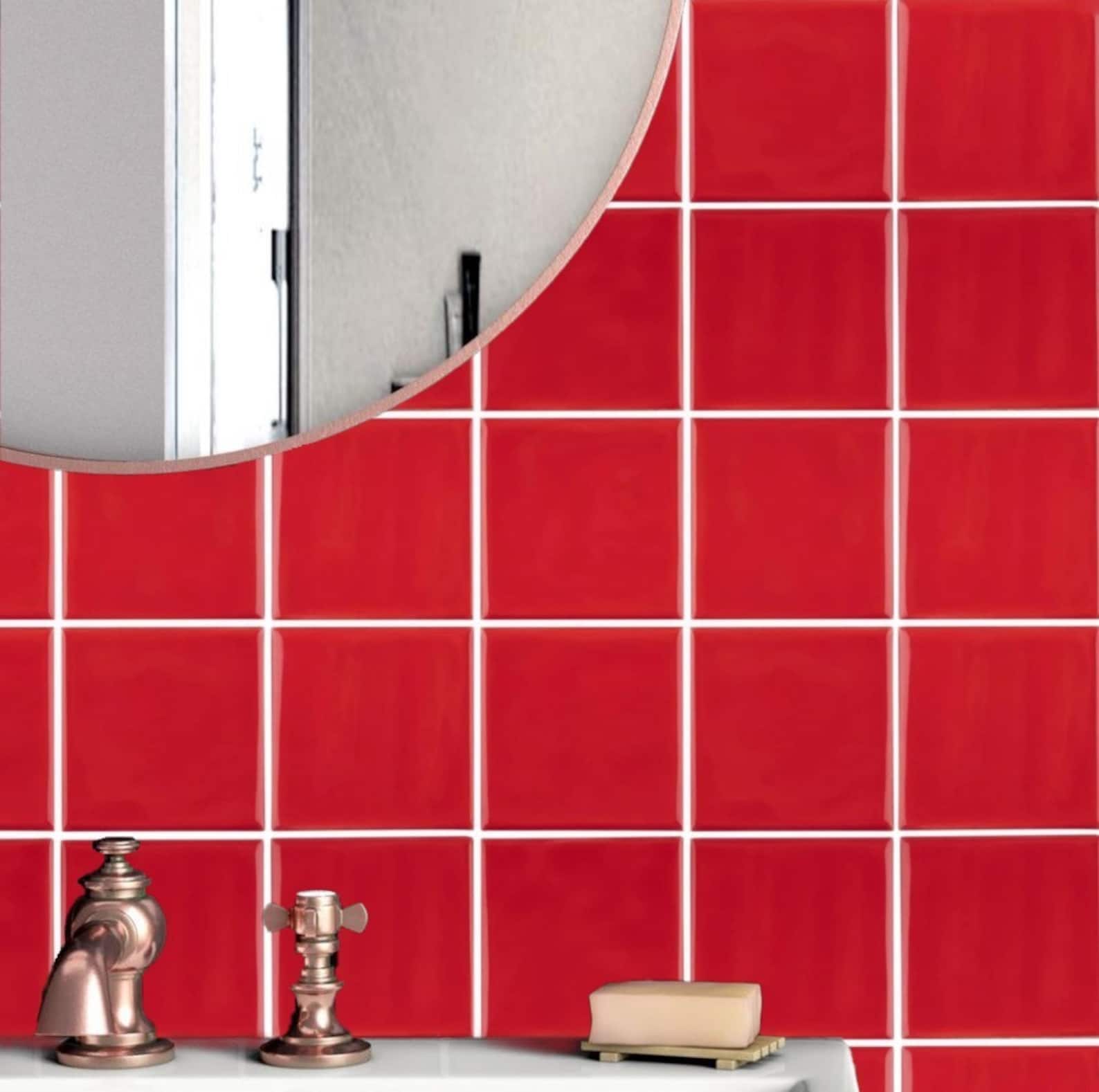 Red Ceramic Tile 4x4 6x6 Etsy Canada