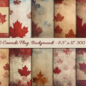 Carta artigianale consumata con tema bandiera canadese - 20 carte di supporto digitali - Diario di viaggio - Tema maschile - Artigianato per uomini - Canadese