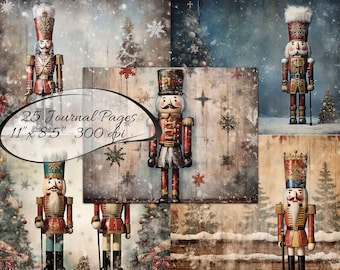 Grunge Christmas Nutcracker Journal Paper, Vintage Soldier (Digital Download)