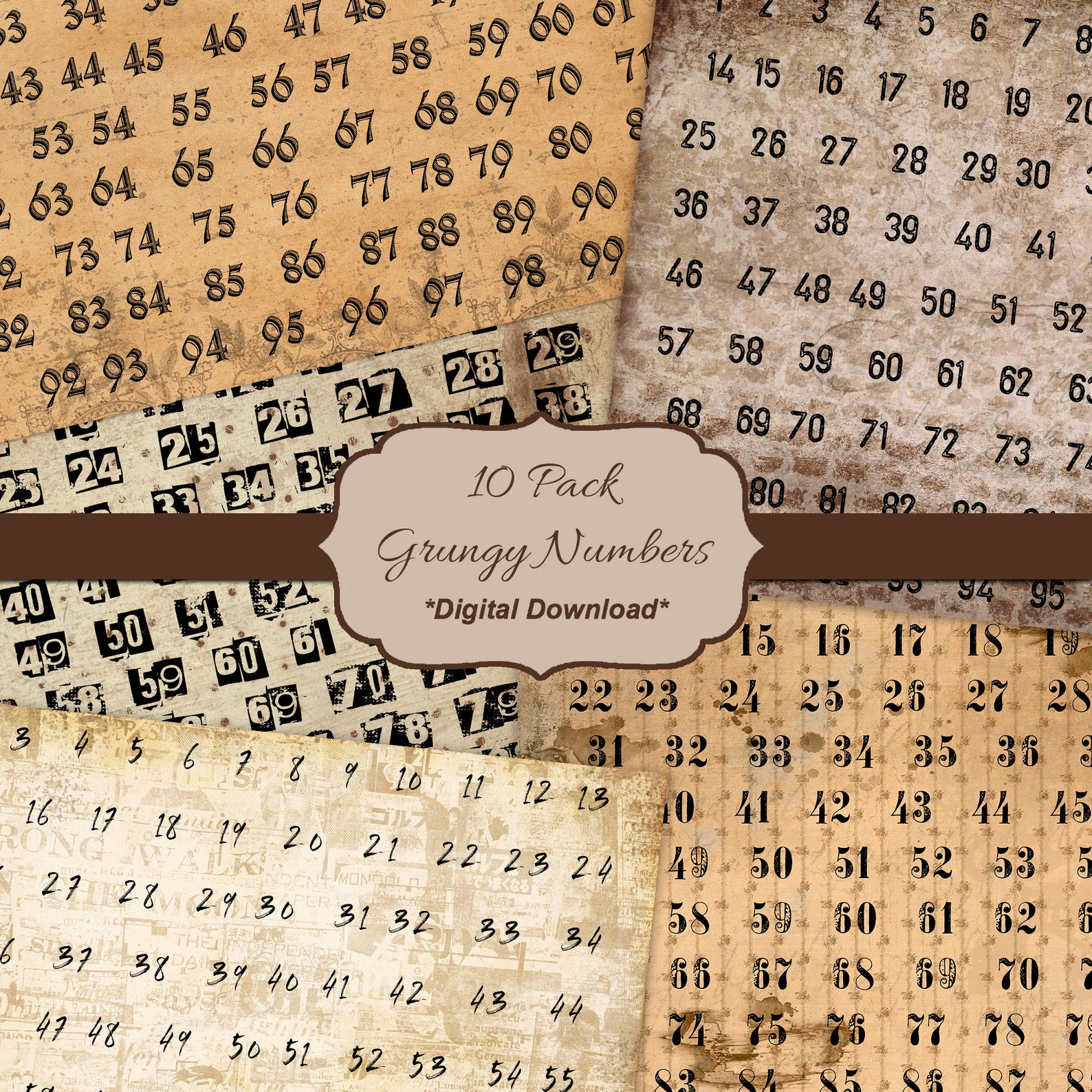 Industrial Chic Numbers - Instant Download Digital Pack - Etsy