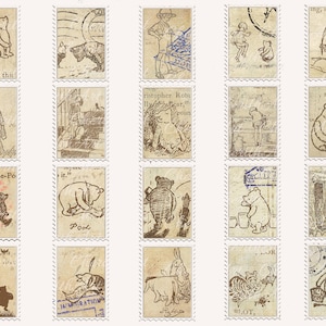 Vintage Classic Pooh oversize stamps/dominoes/pendant