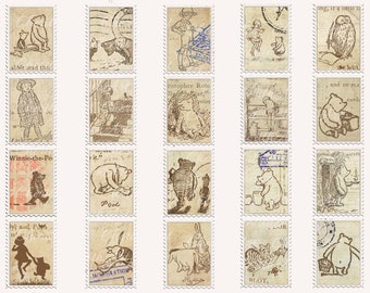 Vintage Classic Pooh oversize stamps/dominoes/pendant