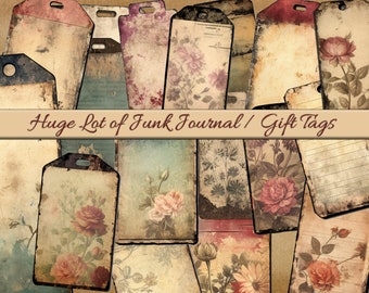 180 Grungy Junk Journal Tags | Distressed Vintage Tags | Printable Ephemera | Digital Download |Deliciously grungy