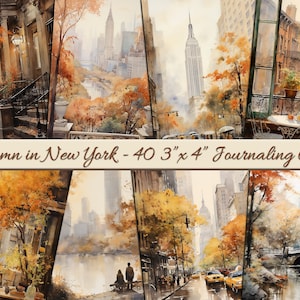Autumn in New York Journaling cards - New York City Junk Journal - 40 Instant Digital Download-Printable Autumn Cards-Available as Wall Art