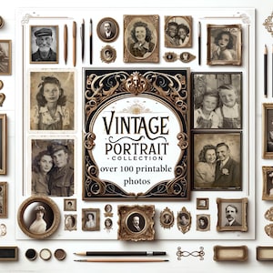 Collection de photos vintage - portraits nostalgiques des années 1930, téléchargement numérique - journal indésirable éphémère - portraits en noir et blanc