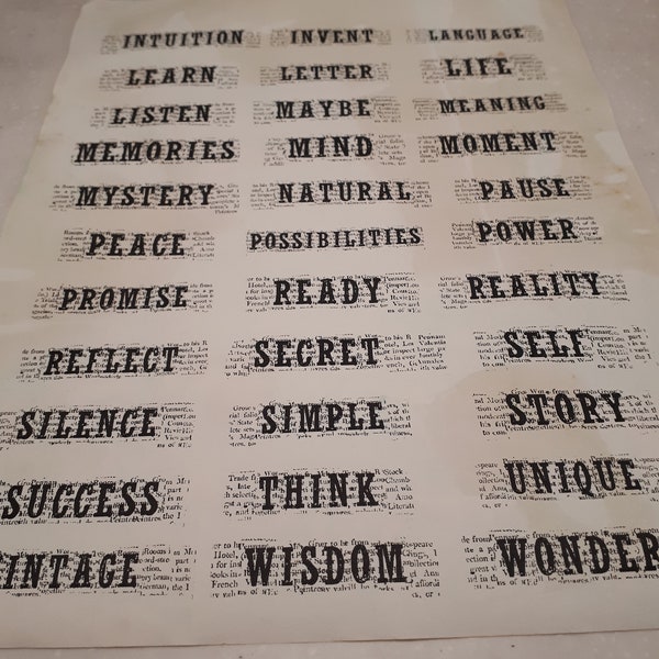 Newspaper style Journal Inspiration words