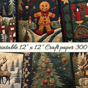Gemütliche Weihnachts Quilt-Inspirierte Papier-Druckbare festliche Designs für DIY Crafts-2 "x 12" bedruckbares Papier, ideal für Scrapbooking, Kartenherstellung