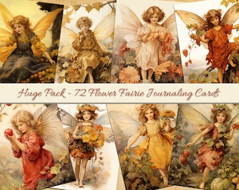 All Original Autumn Flower Fairy Journaling cards - Big Pack of 72 Cards - Cecily Mary Barker Style - Fall Junk Journal- Autumn Junk Journal
