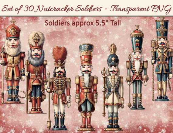 Christmas Nutcracker Soldiers - Transparent PNG - Digital Download - 30 individual images