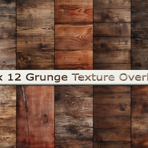 Grungetextuuroverlays, houtnerfeffect, getextureerde digitale papierachtergronden - onbeperkt commercieel gebruik - 20 ontwerpen van 12 x 12 inch