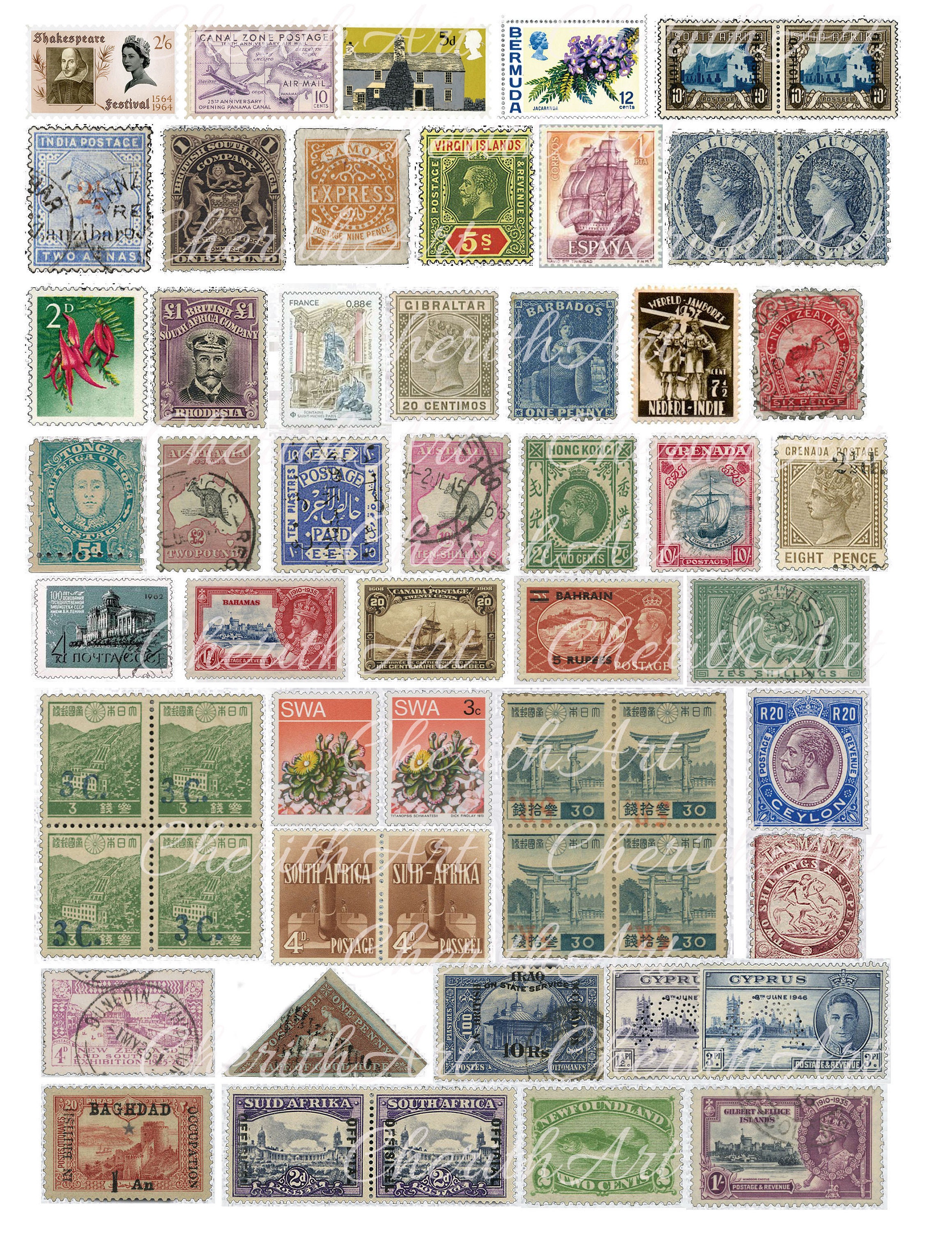 コレクション ANTIQUE STAMPS/POSTCARDS Vintage Stamp and Postage Ephemera Collection - 5 Ready-to