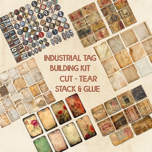 Vintage Tag Builder: 20 Pages of Grungy Ephemera Pieces & Printable Papers, Vintage Tags, Graph Paper, Tickets and Tin Tags for Crafting