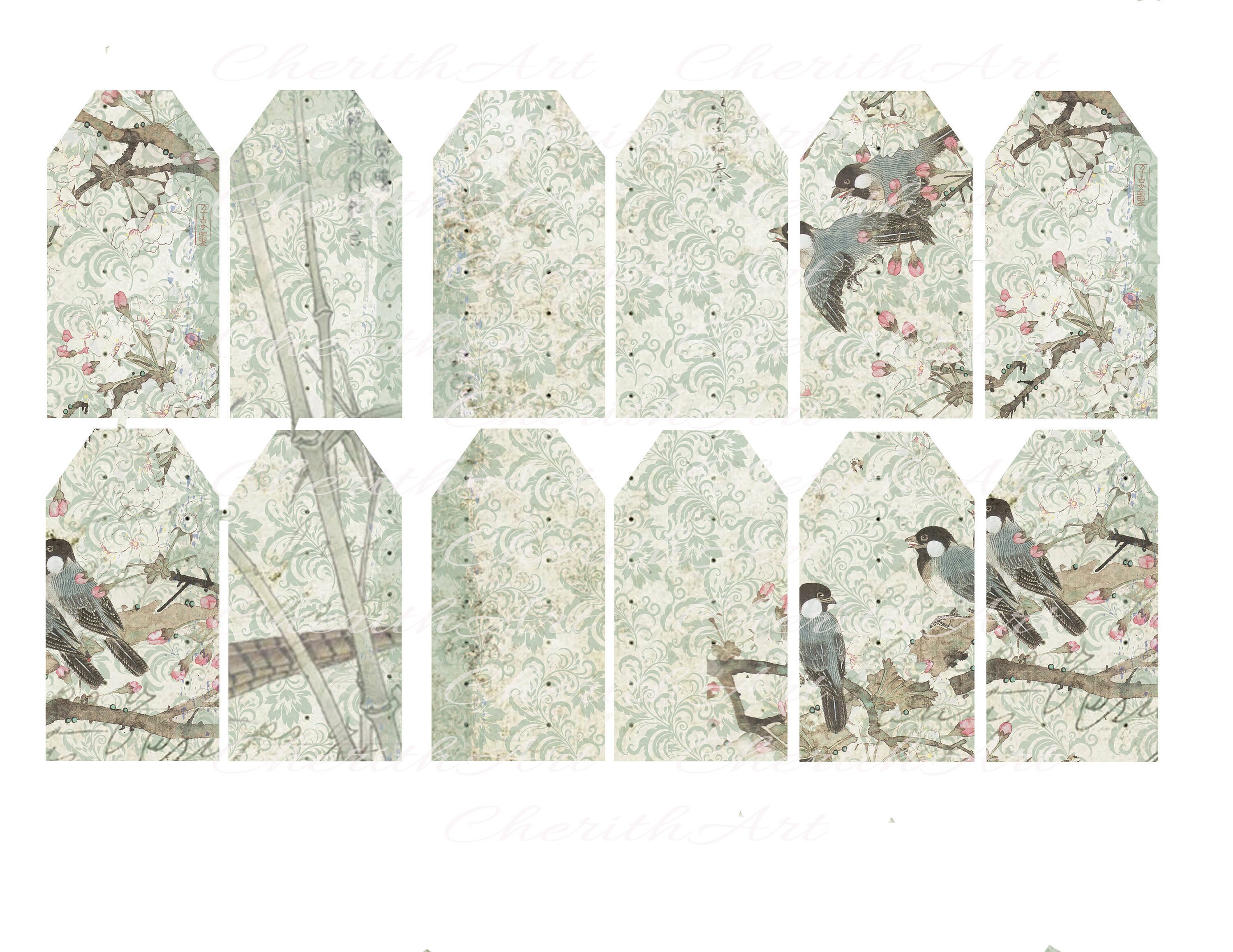 Instant Download Printable Papers and Tags. Vintage Shabby Sage ...