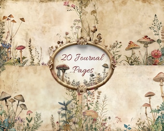 Mushroom Journal Pages: Vintage Botanical Ephemera (Digital Download)
