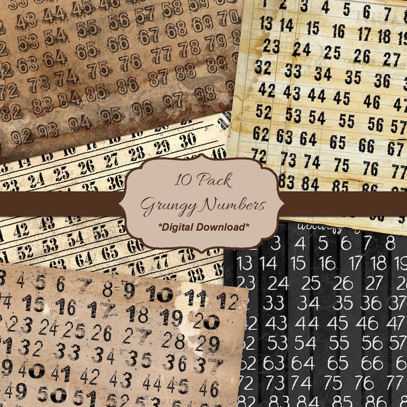Industrial Chic Numbers Instant Download Digital Pack Etsy