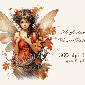 Clipart de Fadas de Flores de Outono - 24 arquivos PNG - Fadas de Outono, clipart de jardim de outono - Download digital - Cecily Mary Barker