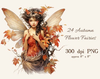 Herbst Blume Feen Clipart - 24 PNG Dateien - Herbst Feen, Herbst Garten Clipart - Digital Download - Cecily Mary Barker