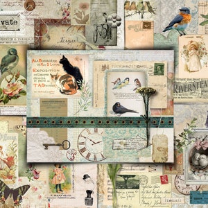 Collage Backing Papers - Instant Digital Download, Printable, Digital Kit for Junk Journals, Scrapbooking, printable masterboard - 10 papers