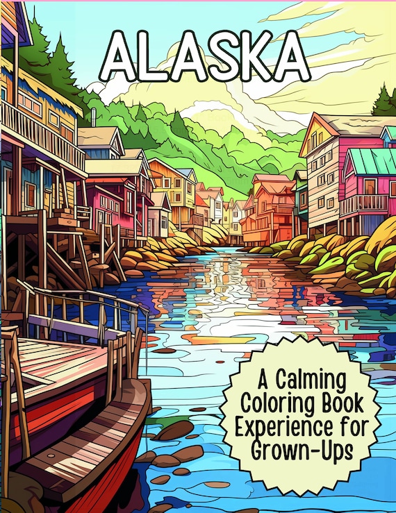Alaska Cruise Adult Colouring book. Download and print. Mindfulness Exercise, Gift for Cruisers