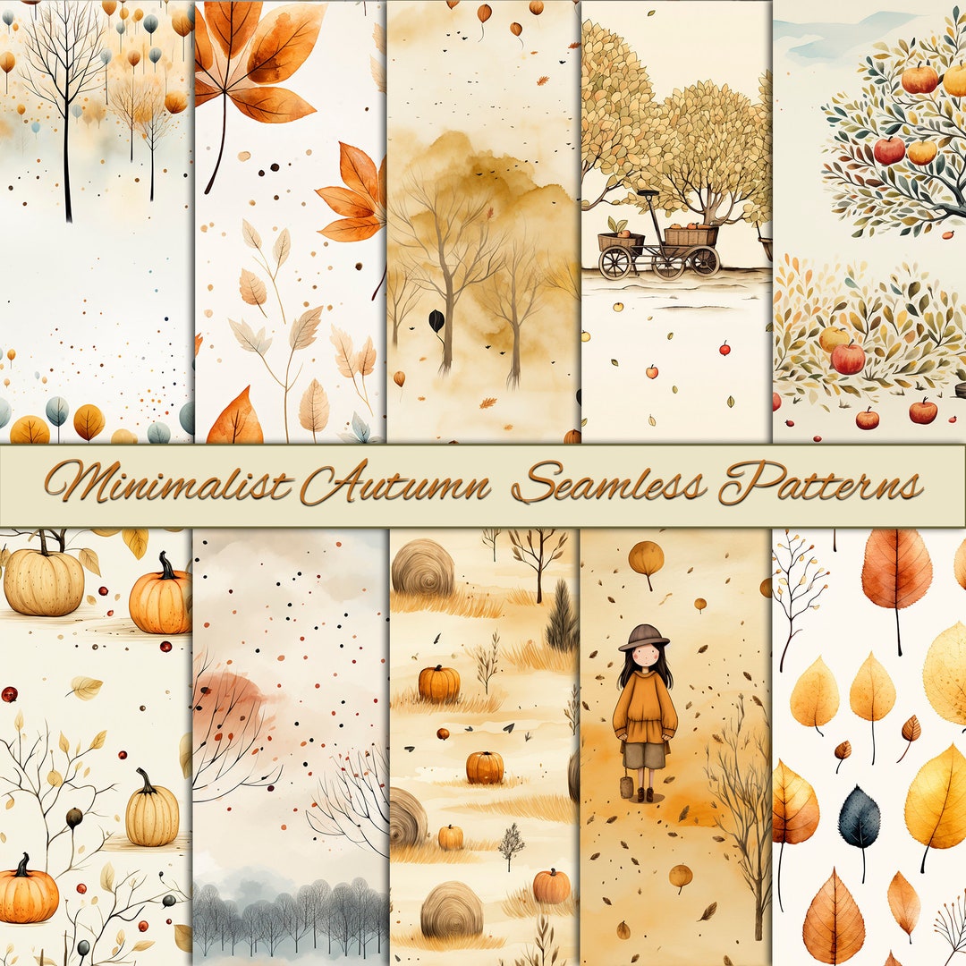 Autumn Digital Paper Pack - Minimalist Fall Patterns - Printable Junk ...