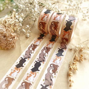 Cats Gold Foil Decorative Washi Tape for Journaling, Scrapbooking, Card-Making