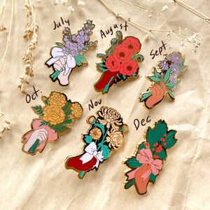 Birth Month Flower Enamel Pins image 4