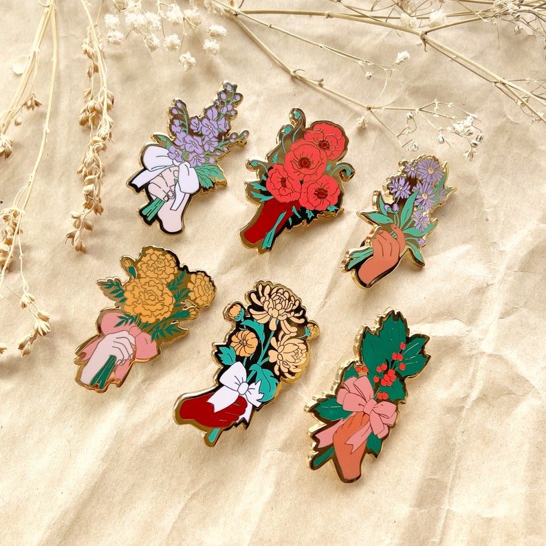 Birth Month Flower Enamel Pins image 2