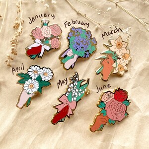 Birth Month Flower Enamel Pins image 3